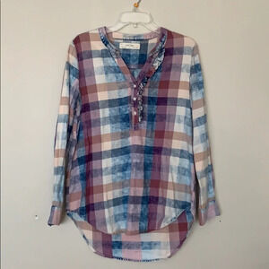 Isabella Sinclair Hi Lo Plaid Tunic Long Sleeve top